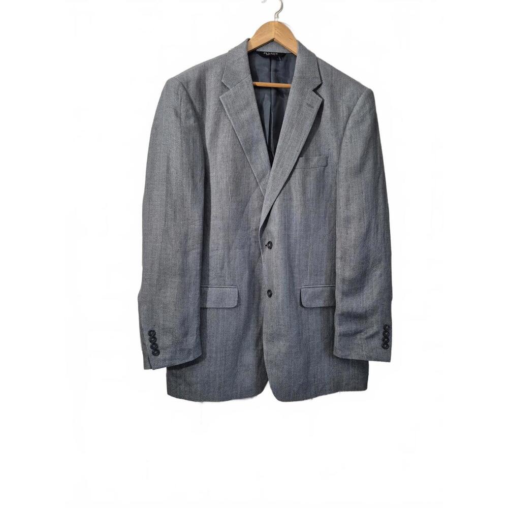 Jos.A.Bank Mens Blue Herringbone Tweed Like Linen Silk Blazer